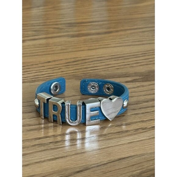Bracelet BCBGeneration Blue leather Love Metal Letters adjustable 7.5" - Picture 4 of 4